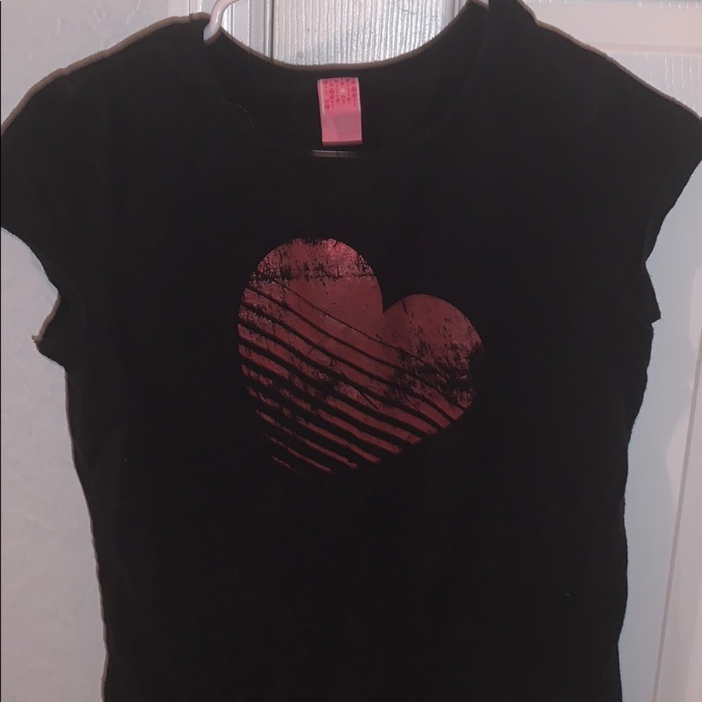 black tee with a heart